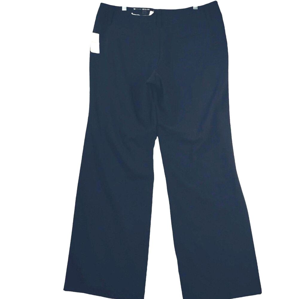 NWT Black Stretch Wide Leg Trousers Size 16 Straight Low Rise Pockets Zip Career